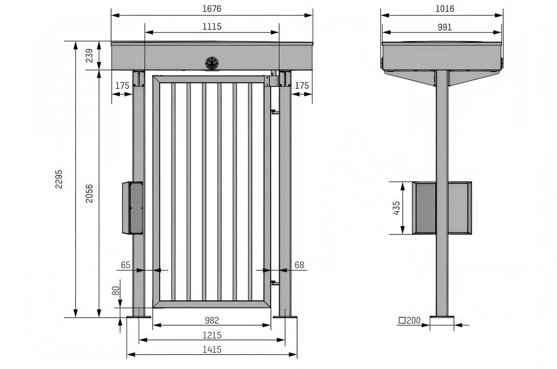 Plan coté du tourniquet TRS 370